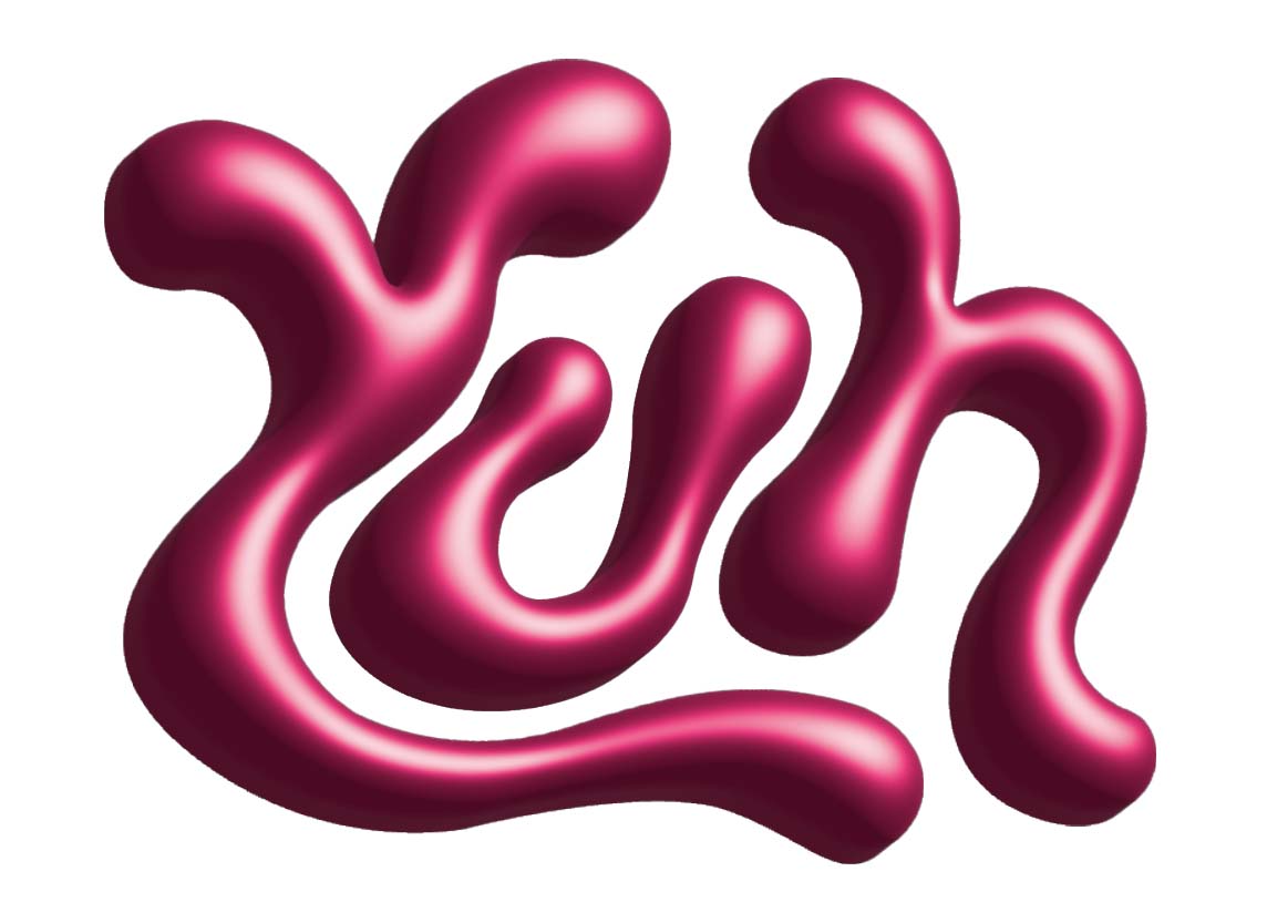 pinkes "Yuh" mit 3D-Effekt